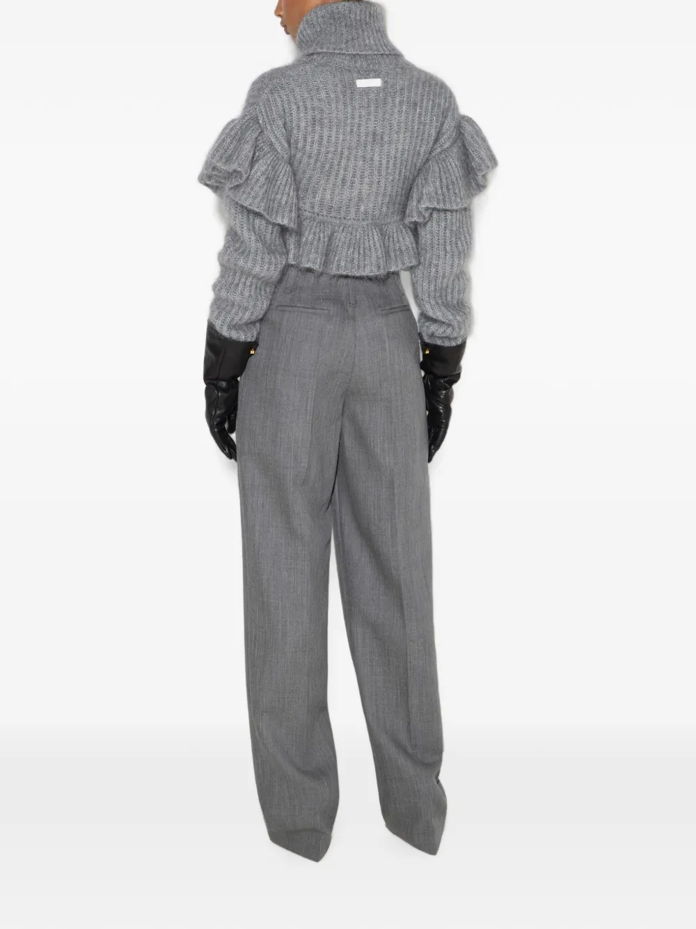Elisabetta Franchi Gebreide pullover met ruches Grijs