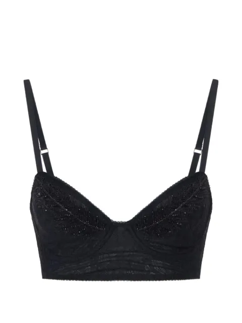 Elisabetta Franchi tela de encaje con plumas bordadas