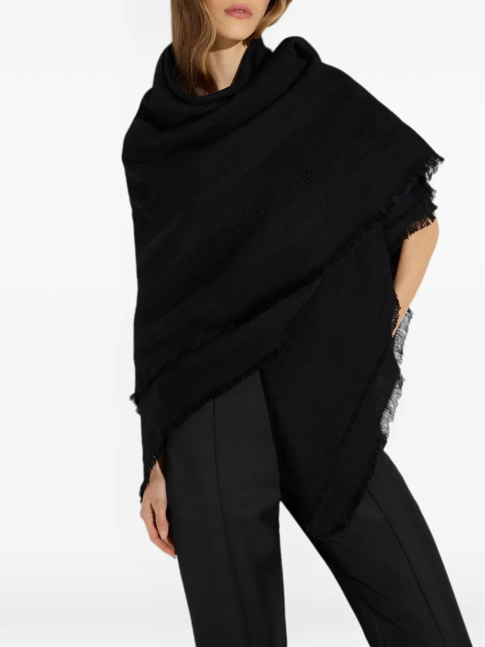 Elisabetta Franchi Sjaal met logopatch en franje Zwart
