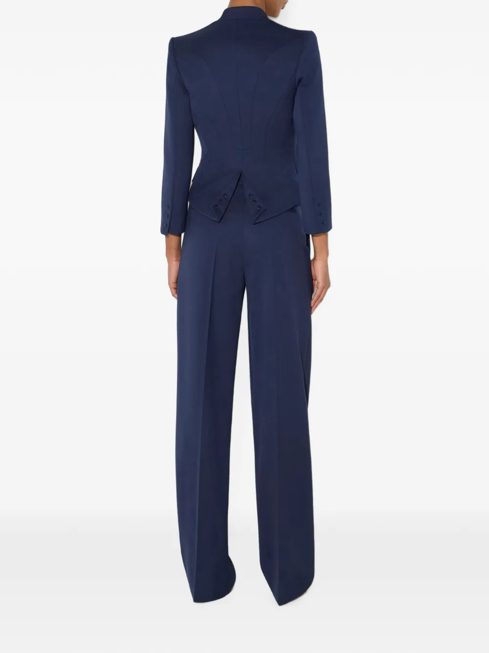 Elisabetta Franchi Jack van gabardine stof met juwelen kraag Blauw