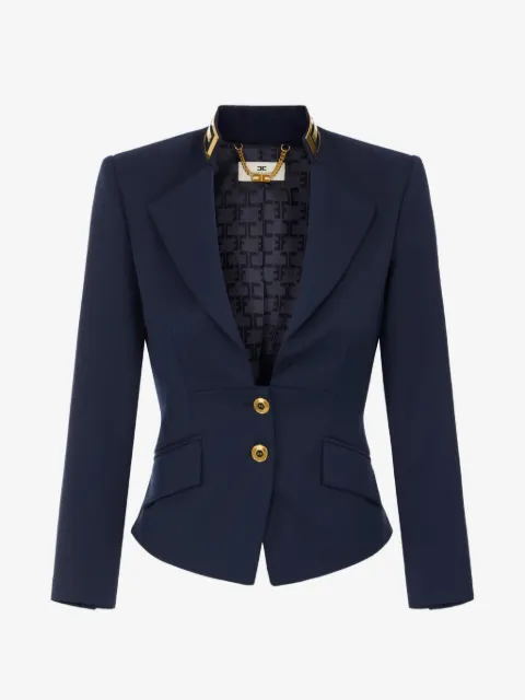 Elisabetta Franchi jacket in gabardine fabric with jewel collar