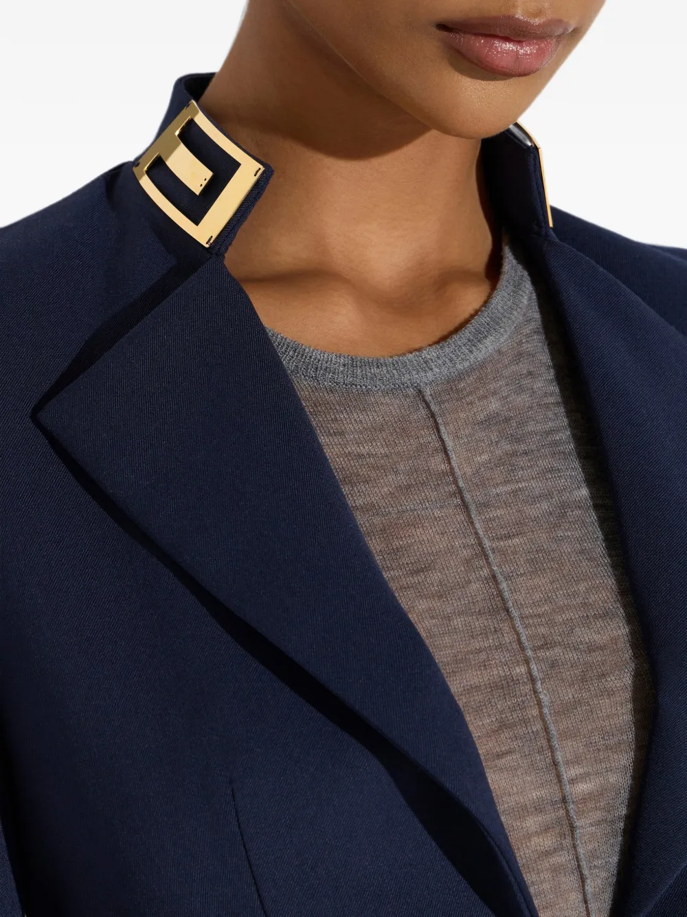 Elisabetta Franchi Jack van gabardine stof met juwelen kraag Blauw