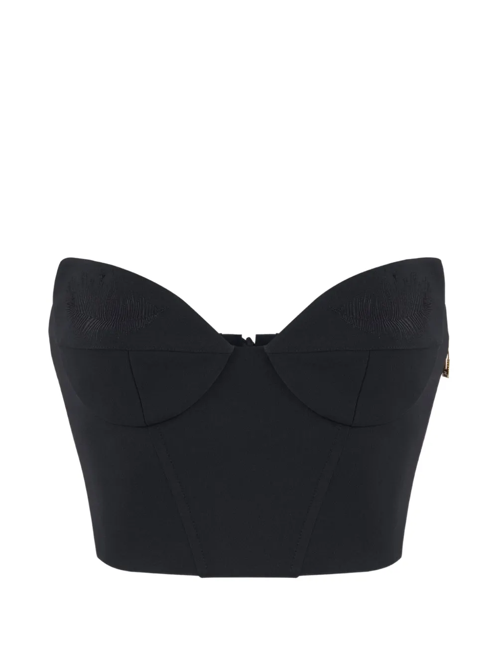 Elisabetta Franchi Top in crêpe leggero con piume - Nero