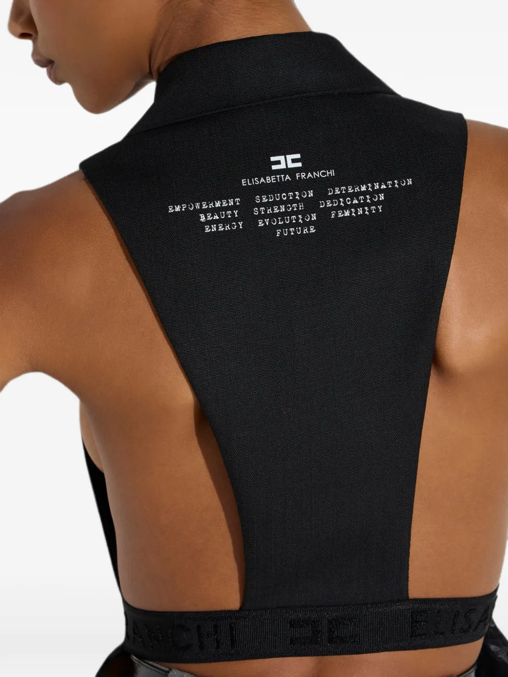 Elisabetta Franchi Gilet met dubbele rij knopen en print Zwart