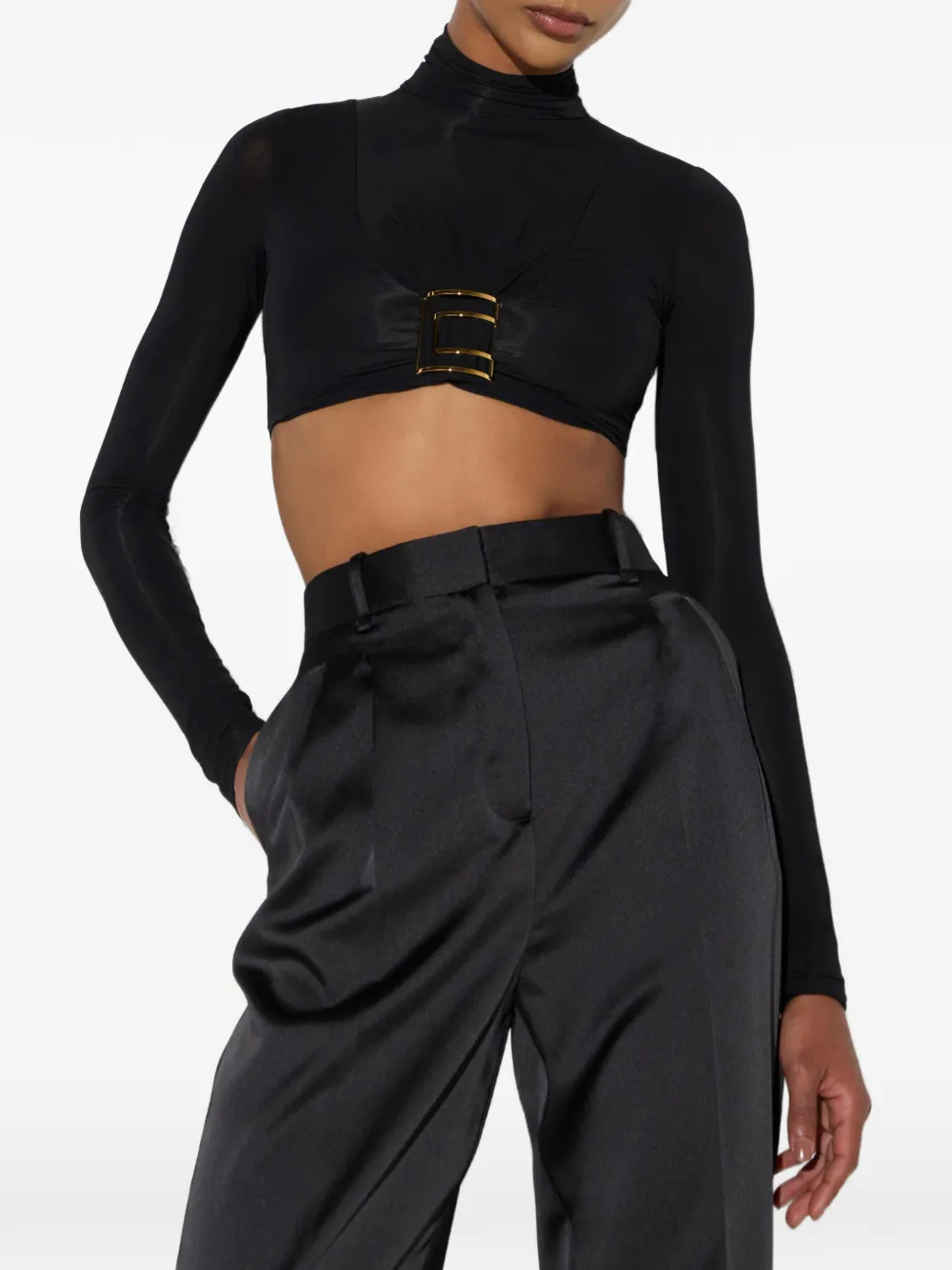 Elisabetta Franchi Body van crêpe jersey met verfraaid detail Zwart