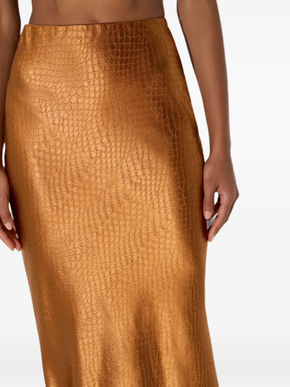 Elisabetta Franchi Satijnen rok met textuur Bruin