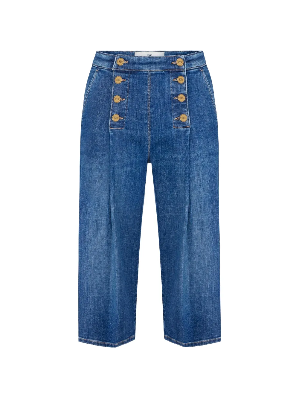 Elisabetta Franchi Bermuda denim con bottoni - Blu