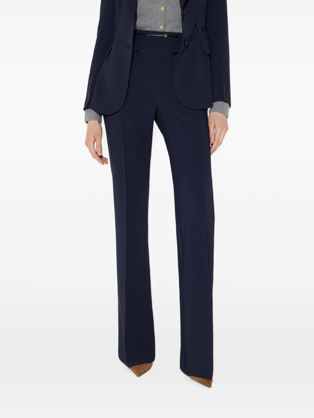 Elisabetta Franchi Broek van gelaagd stretch crêpe Blauw