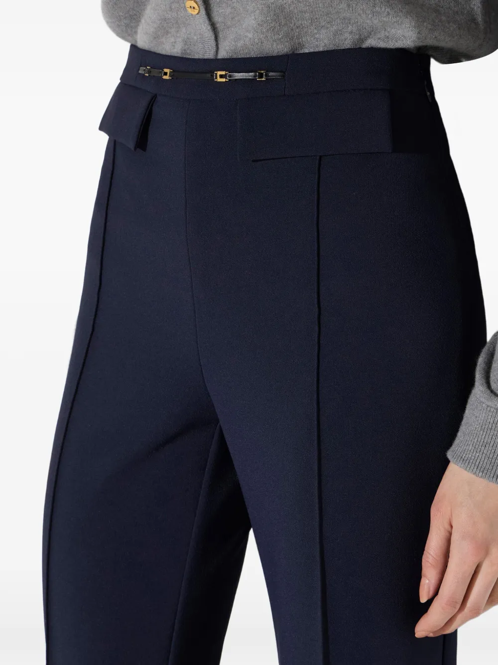 Elisabetta Franchi Broek van gelaagd stretch crêpe Blauw