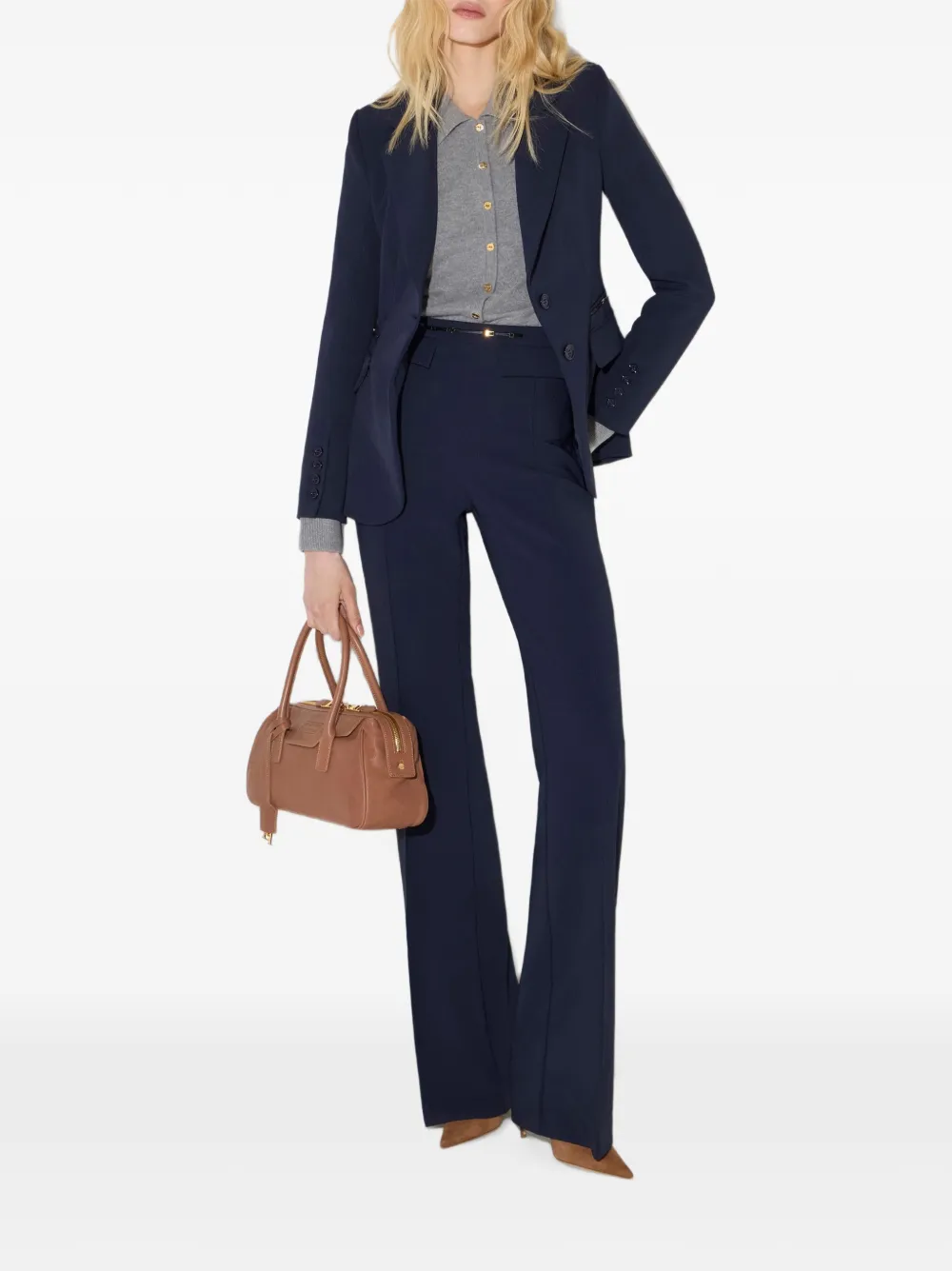 Elisabetta Franchi Broek van gelaagd stretch crêpe Blauw