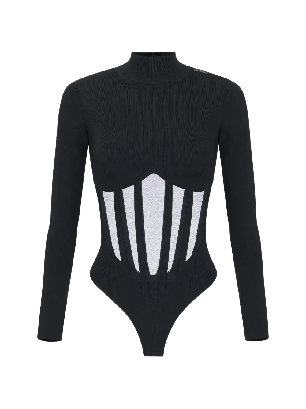 Elisabetta Franchi Knit Bustier Bodysuit In Black
