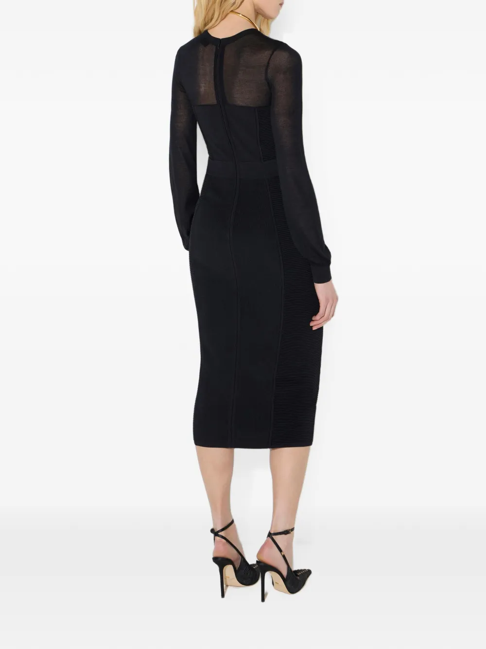 Elisabetta Franchi Gebreide jurk met 3D-effecten Zwart