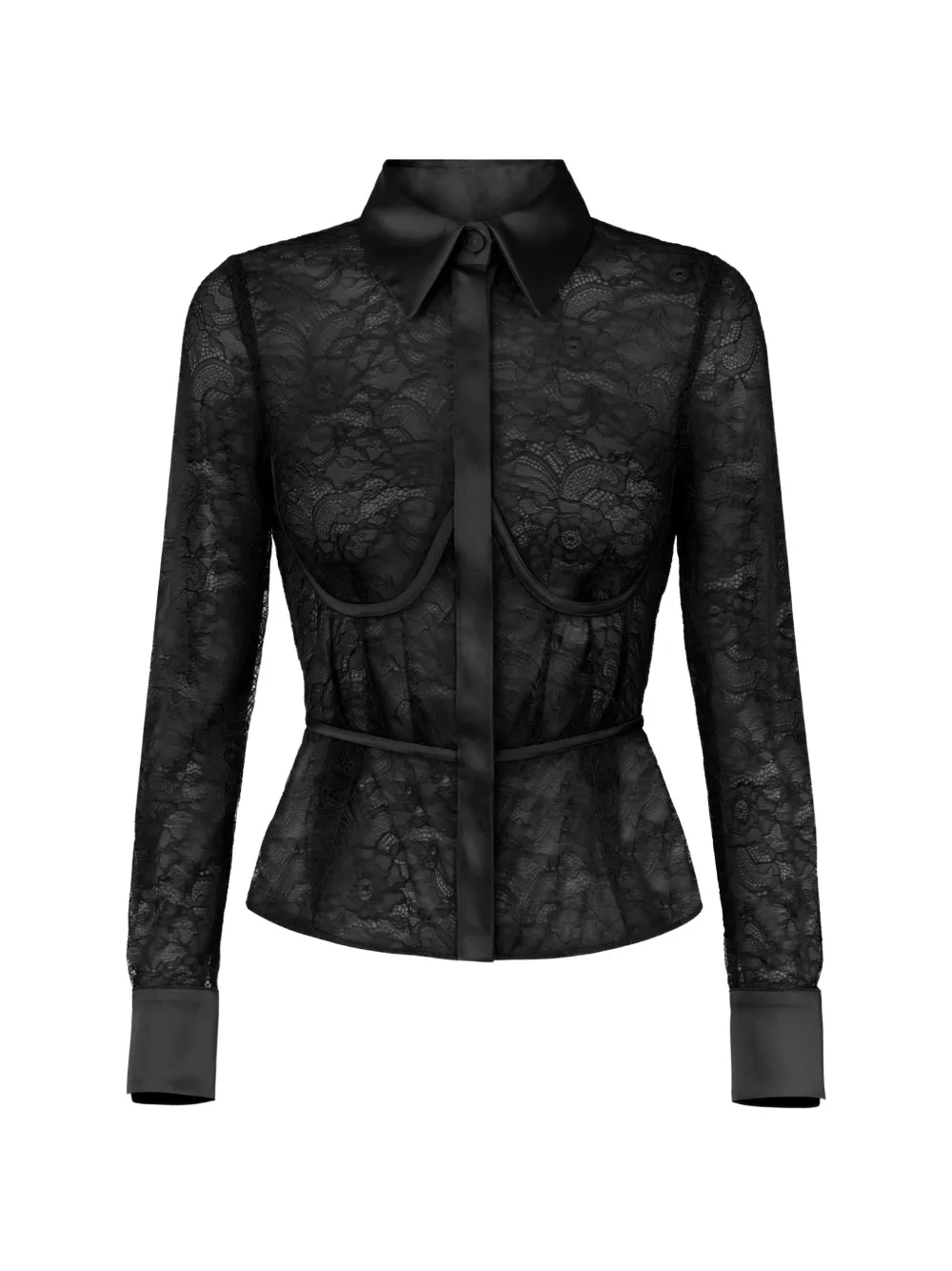 Elisabetta Franchi shirt in floral lace - Schwarz