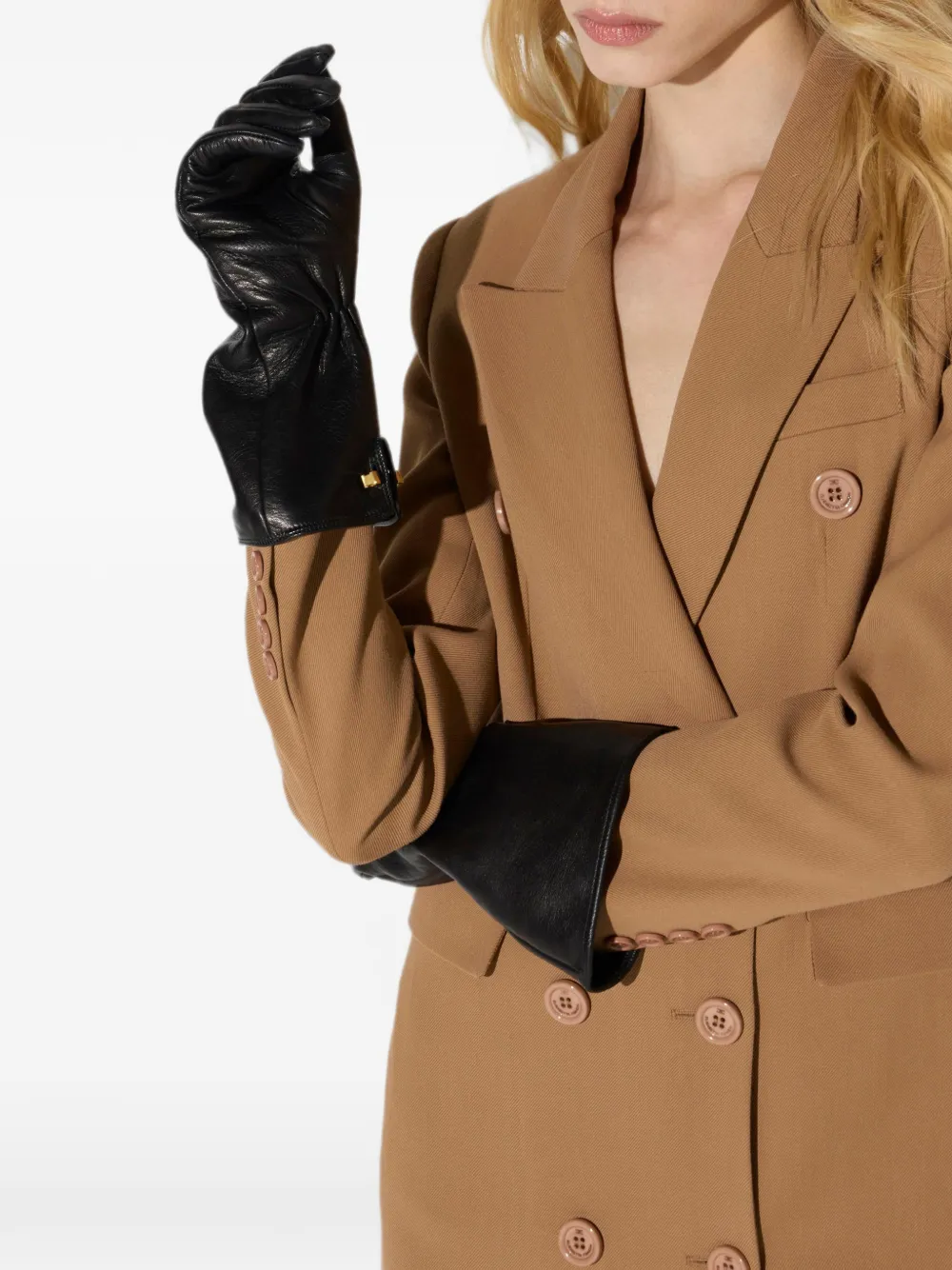 Elisabetta Franchi Handschoenen van nappa leer met piercing Zwart
