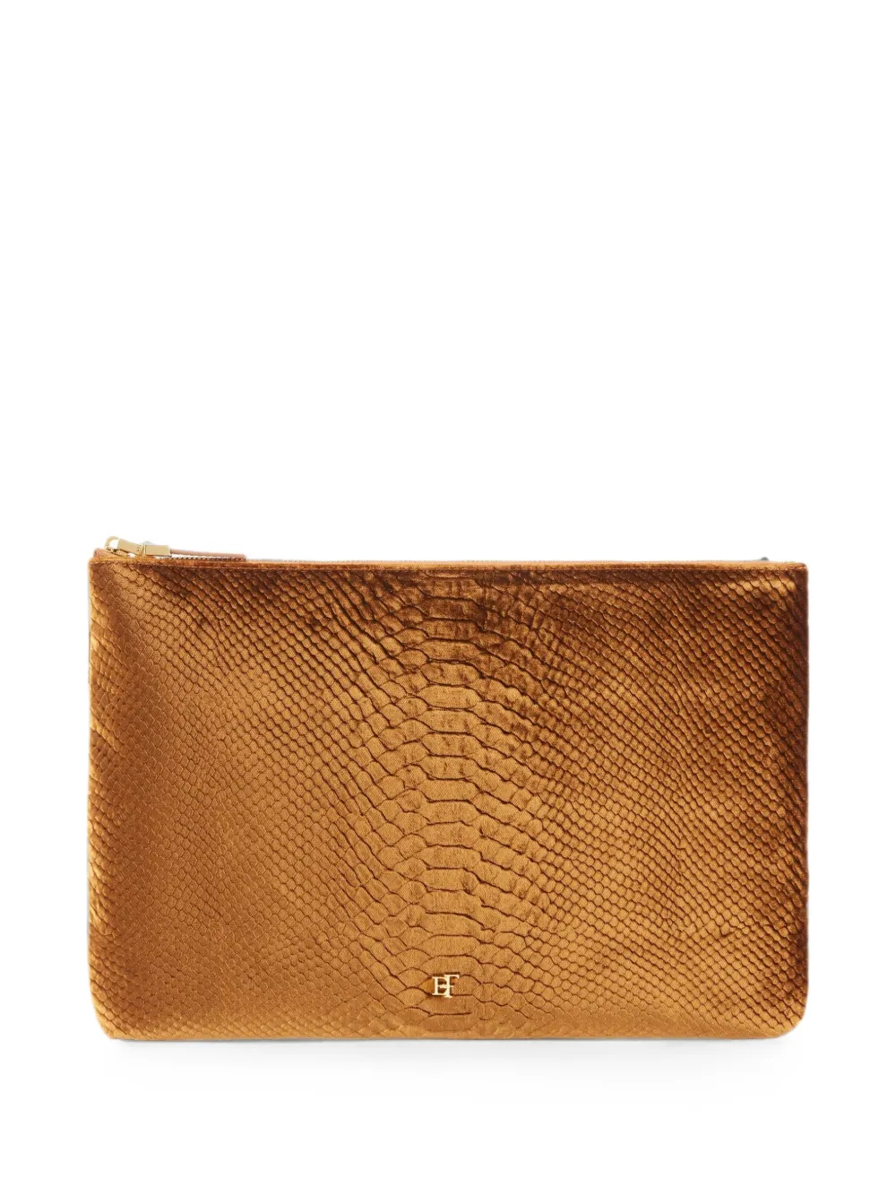 Elisabetta Franchi Velvet Clutch Bag With Crocodile Print In Brown