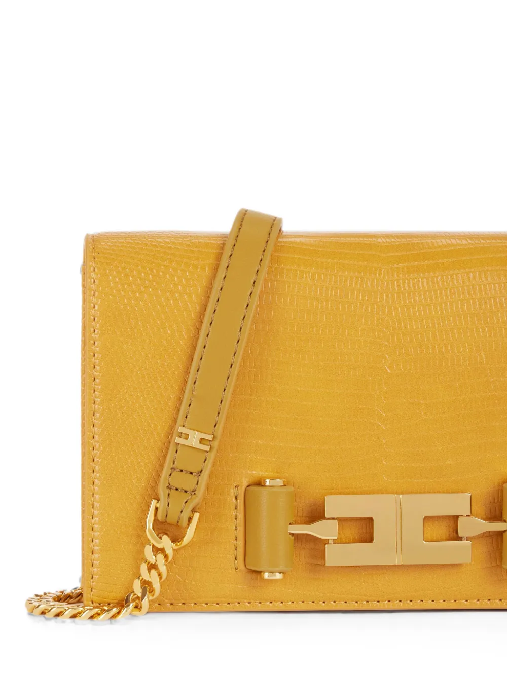 Elisabetta Franchi Schoudertas met groumette ketting Geel