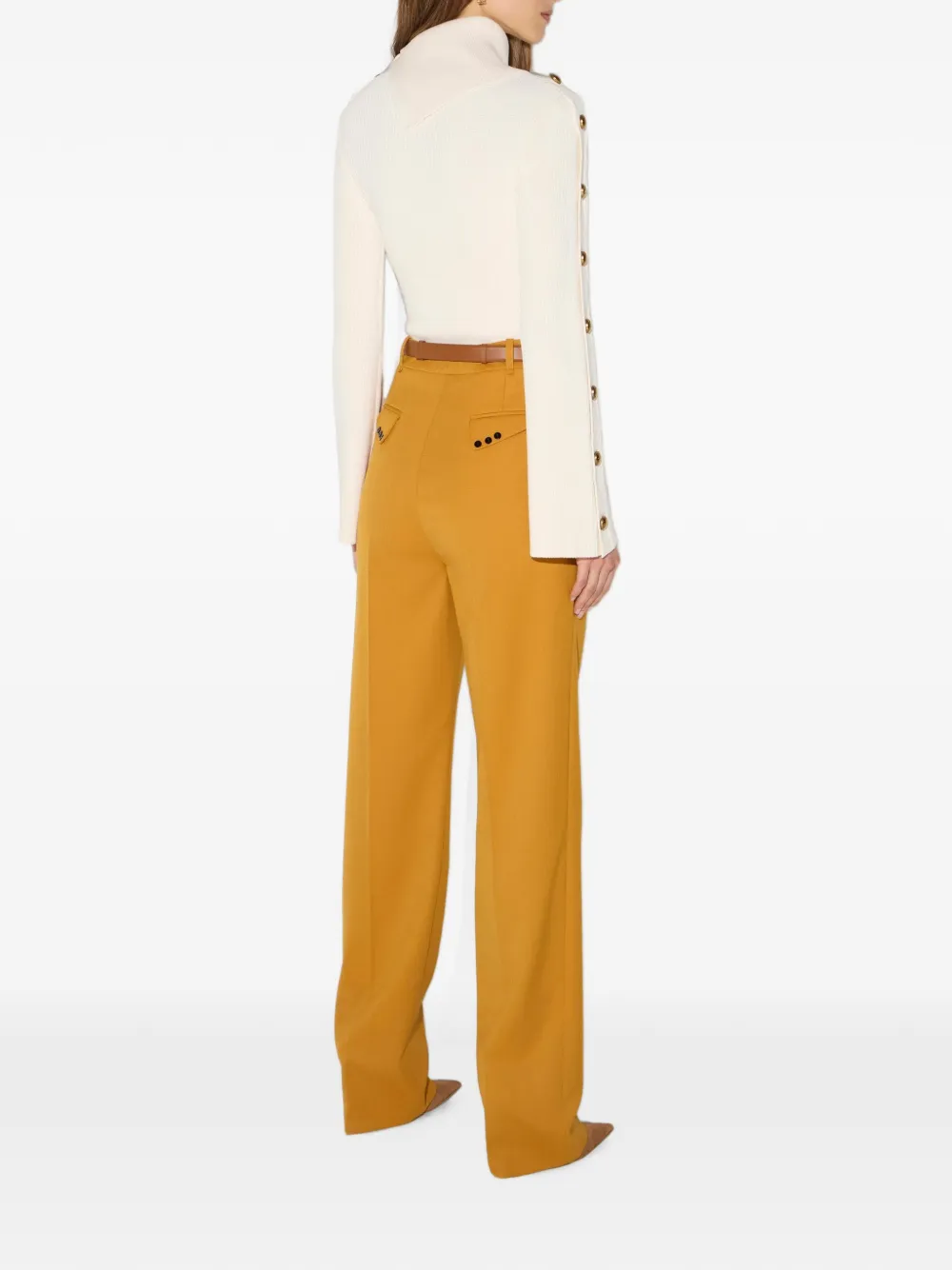 Elisabetta Franchi Gebreide pullover met sierknopen Beige