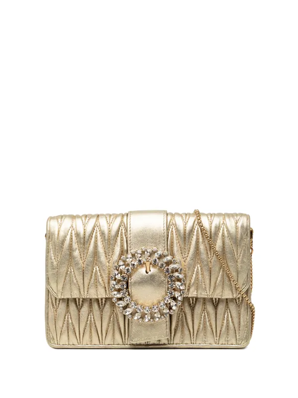 Miu Miu Pre-Owned 2010-2026 Metallic Matelasse Nappa Crystal