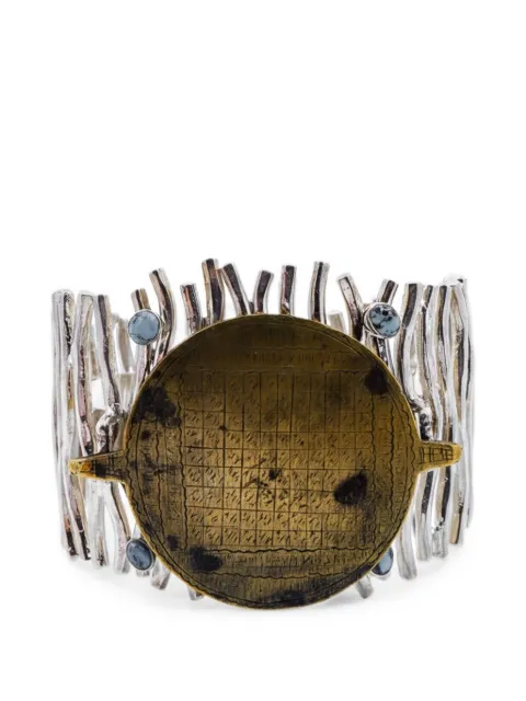 Zamani Jewelry pulsera con placa de talismán y diseño enrejado