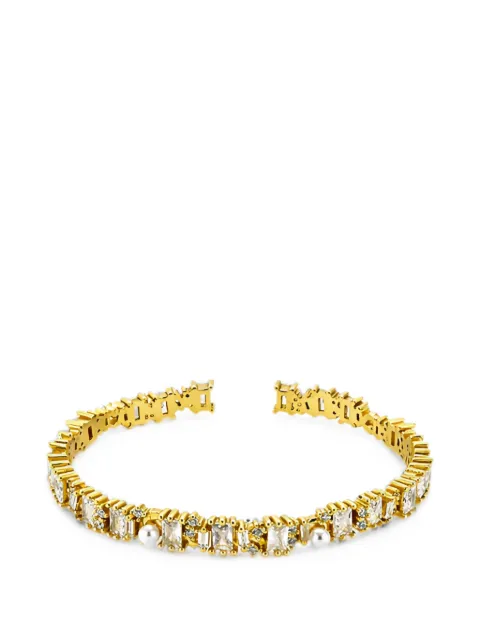 Velora Vie baguette-cut zircon pearl cuff bracelet
