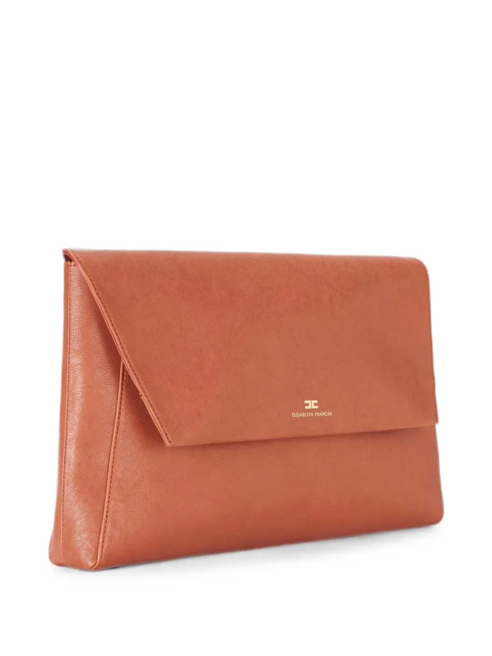 Elisabetta Franchi Leren clutch Bruin