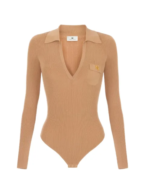 Elisabetta Franchi body tejido con bordado calado