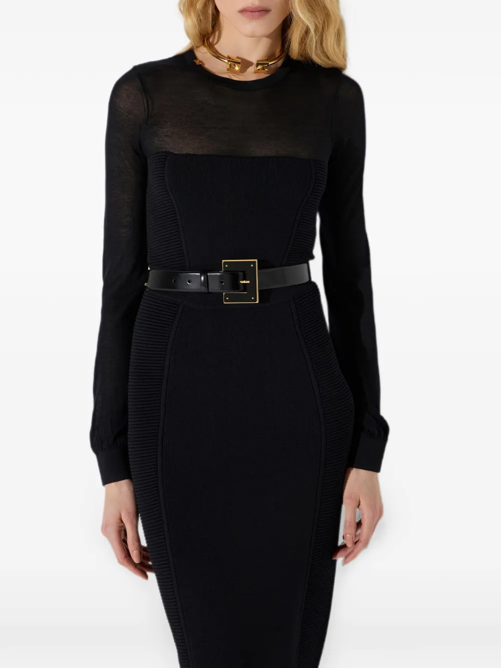 Elisabetta Franchi Leren riem Zwart
