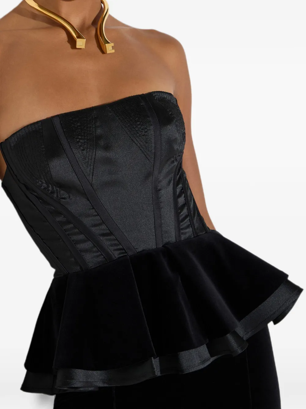 Elisabetta Franchi Gazar en fluwelen jumpsuit Zwart