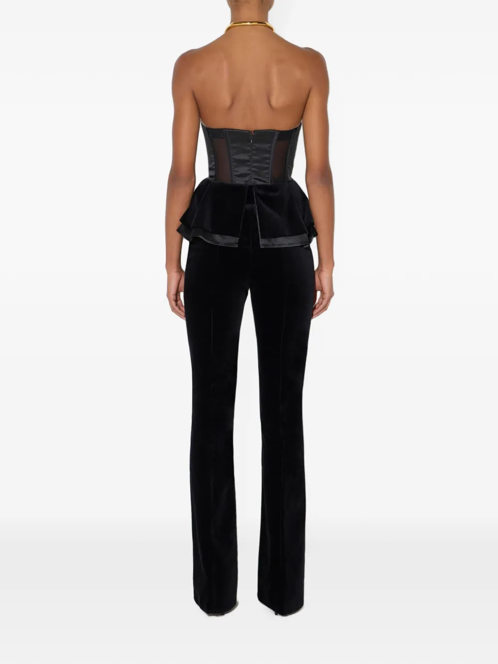 Elisabetta Franchi Gazar en fluwelen jumpsuit Zwart