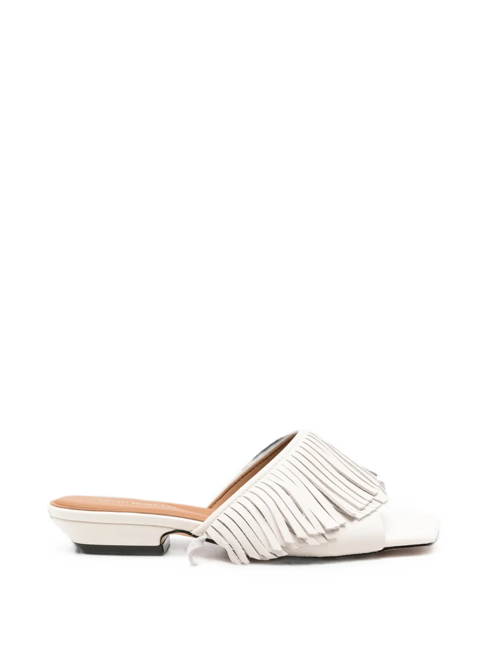 SERGIO MORETTI FIRENZE fringed square-toe sandals - Bianco