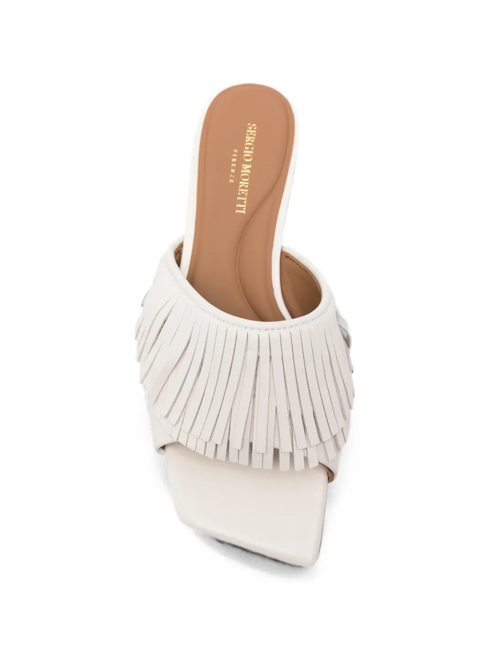 SERGIO MORETTI FIRENZE fringed square-toe sandals Wit