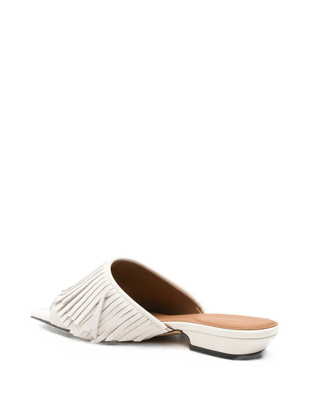 SERGIO MORETTI FIRENZE fringed square-toe sandals Wit