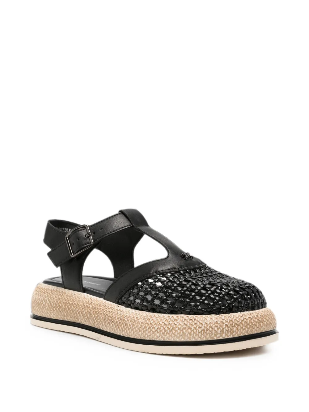 SERGIO MORETTI FIRENZE woven-panel buckle-fastening sandals Zwart