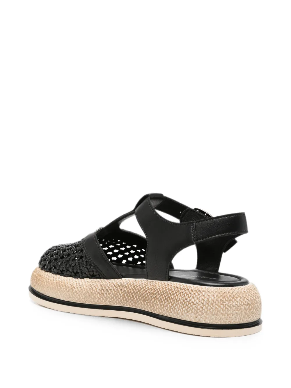 SERGIO MORETTI FIRENZE woven-panel buckle-fastening sandals Zwart