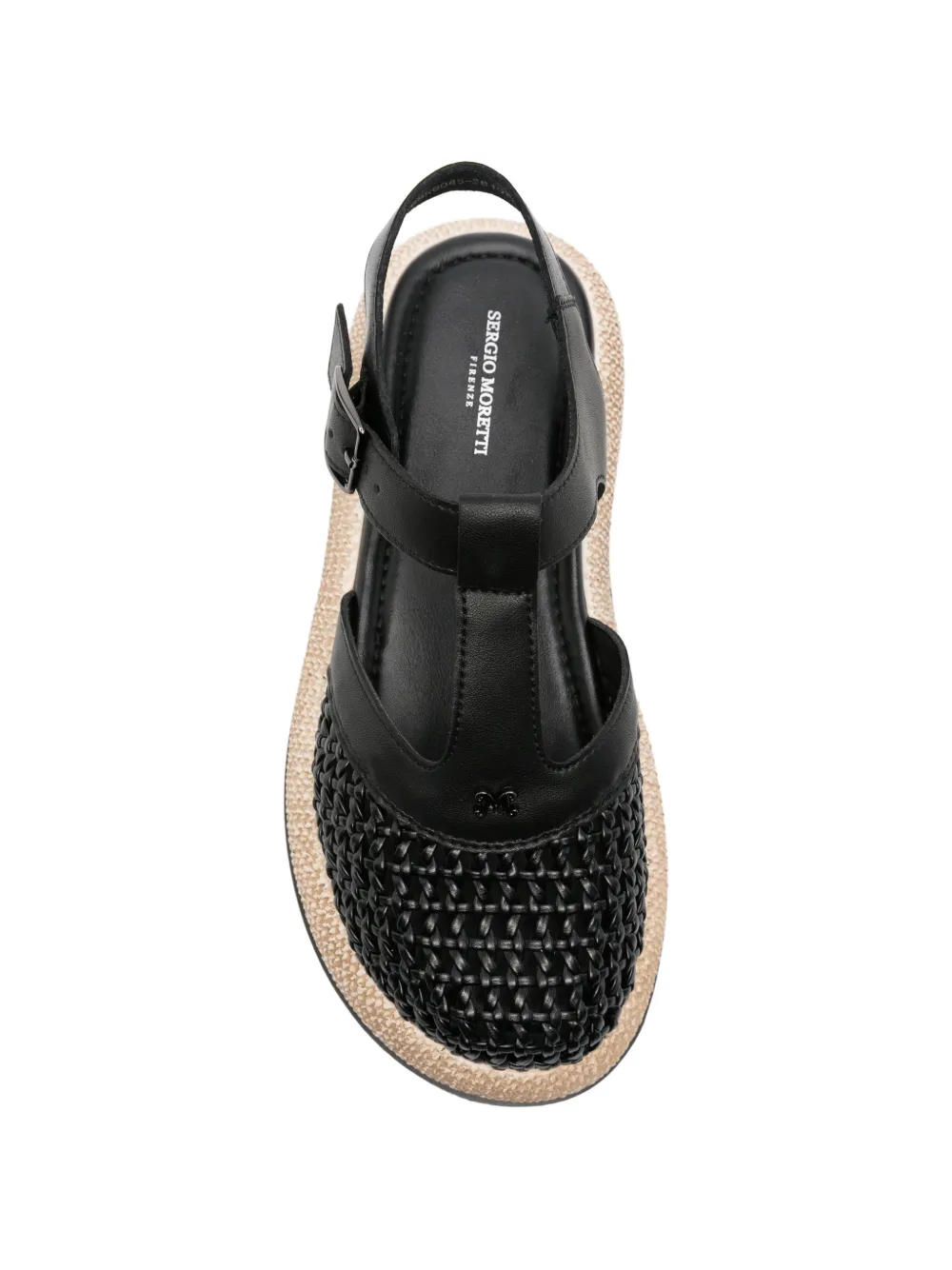 SERGIO MORETTI FIRENZE woven-panel buckle-fastening sandals Zwart