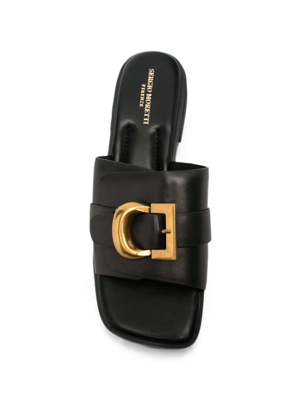 SERGIO MORETTI FIRENZE buckle-detail square-toe sandals Zwart