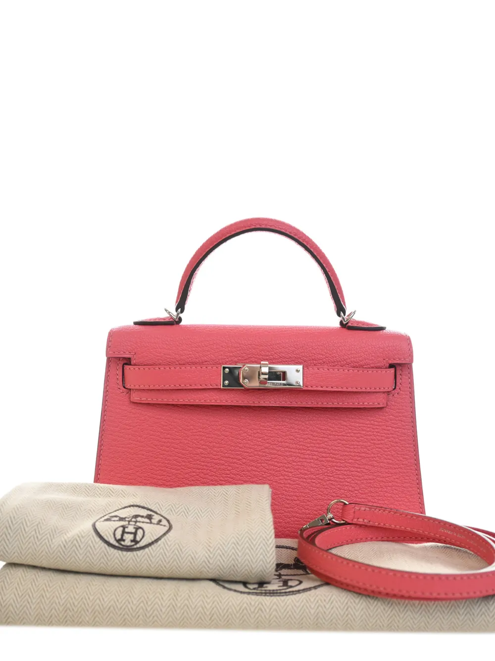 Hermès Pre-owned 2019 Mini Chevre Mysore Kelly II Sellier 20 Satchel in Pink, view 2