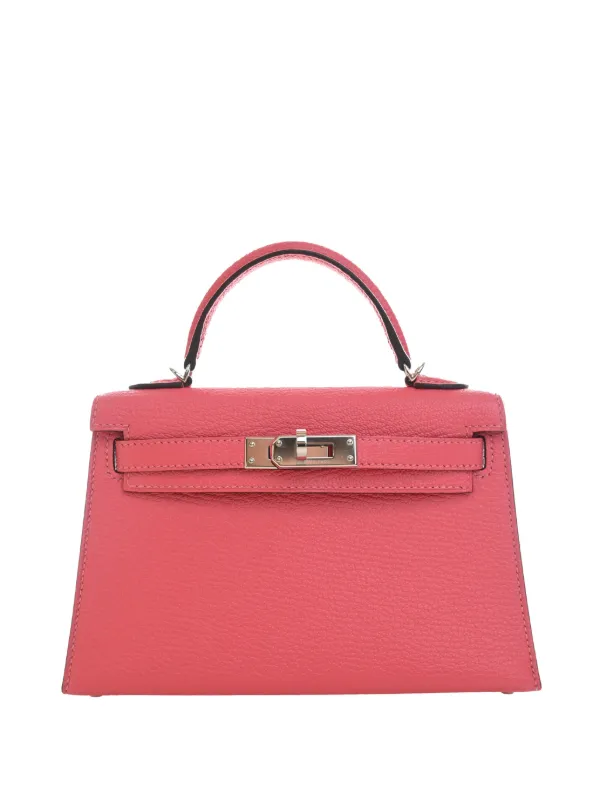 Hermès Pre-owned 2019 Mini Chevre Mysore Kelly II Sellier 20 Satchel in Pink