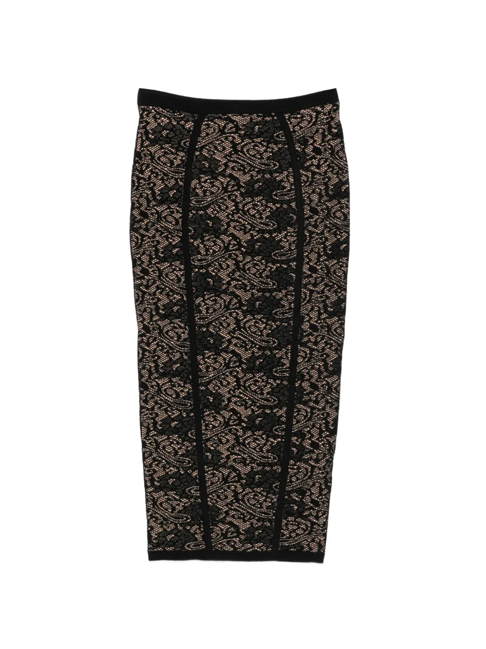 Elisabetta Franchi lace-pattern logo-detail midi skirt - Nero