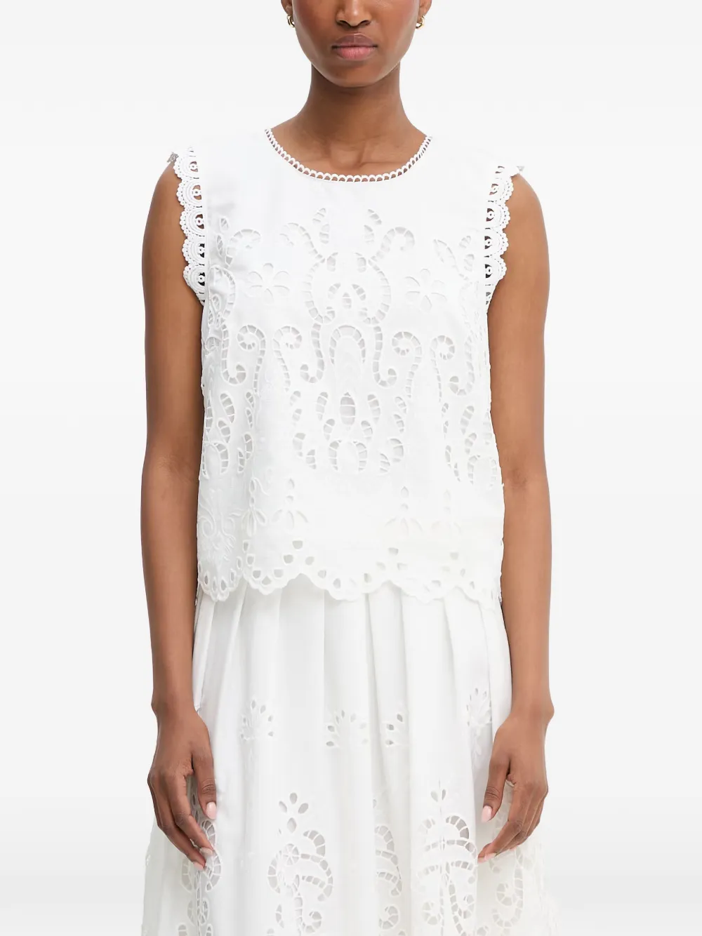 Morgan broderie-anglaise scallop-edge blouse