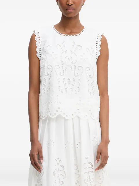 Morgan broderie-anglaise scallop-edge blouse