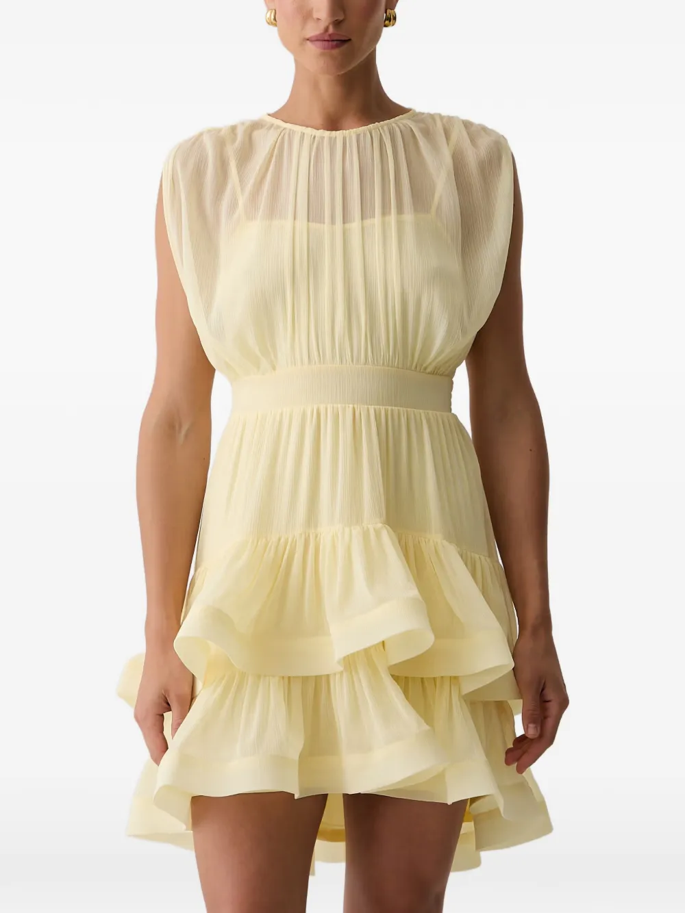 Morgan pleated ruffled mini dress