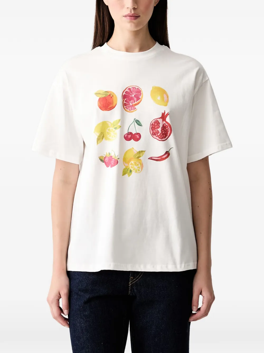 Never Fully Dressed Fruit-print T-shirt In White