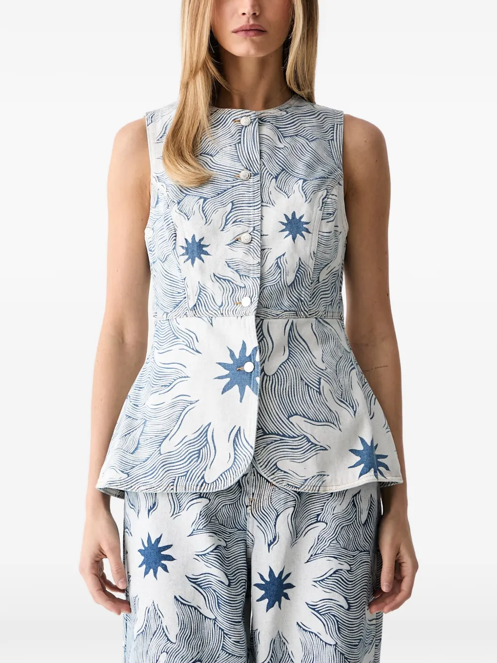 NEVER FULLY DRESSED Weste mit Sonnen-Print - Weiß