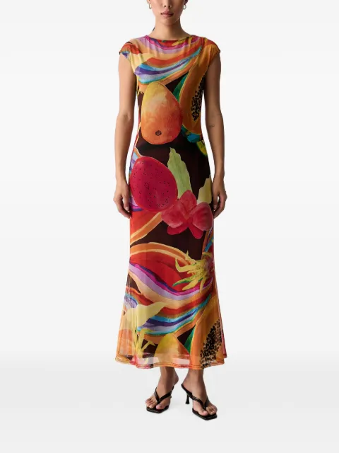 NEVER FULLY DRESSED fruit-print mesh dress