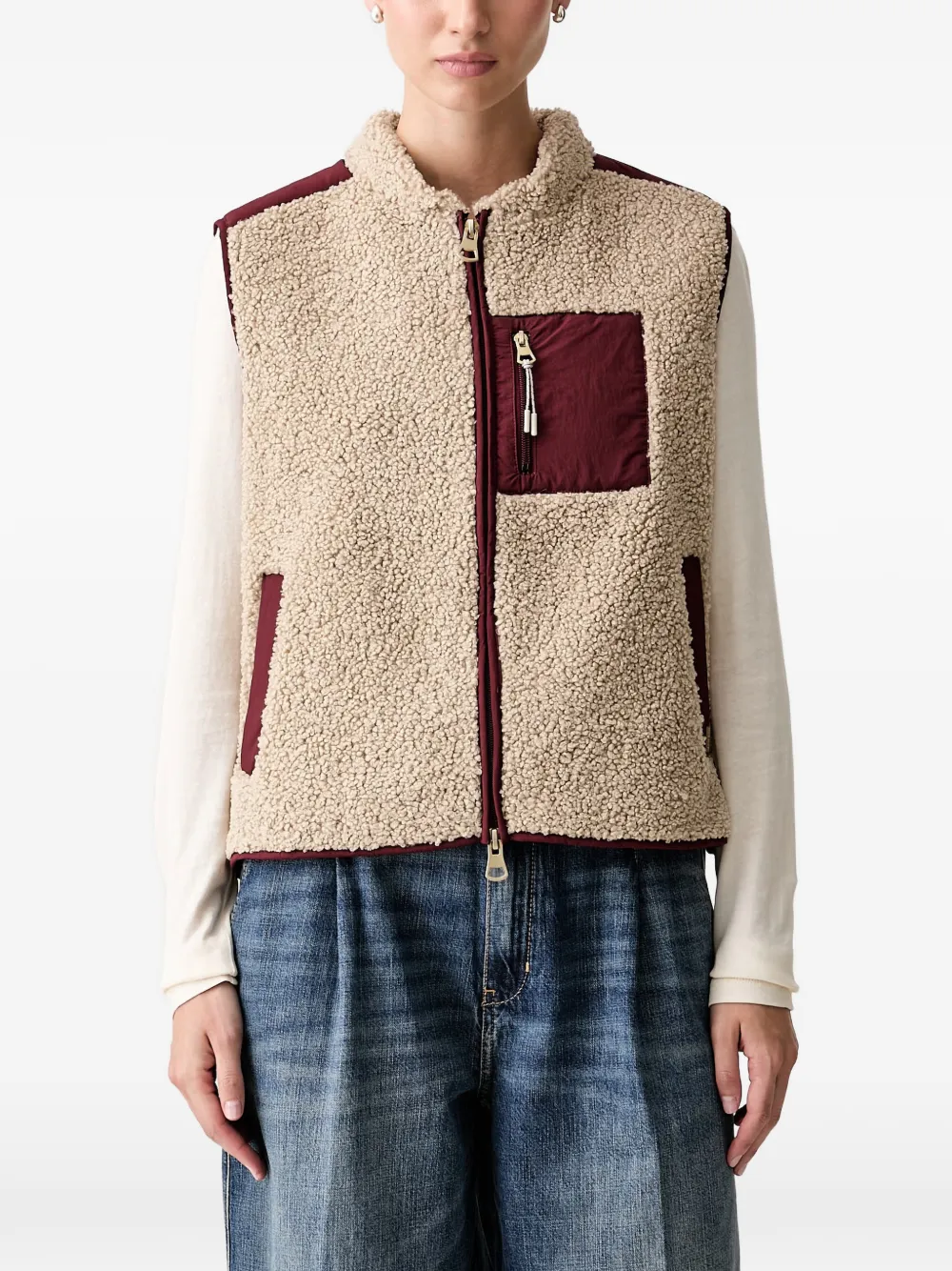 Mos Mosh Mmrowe Eli Fleece-texture Gilet In Neutral