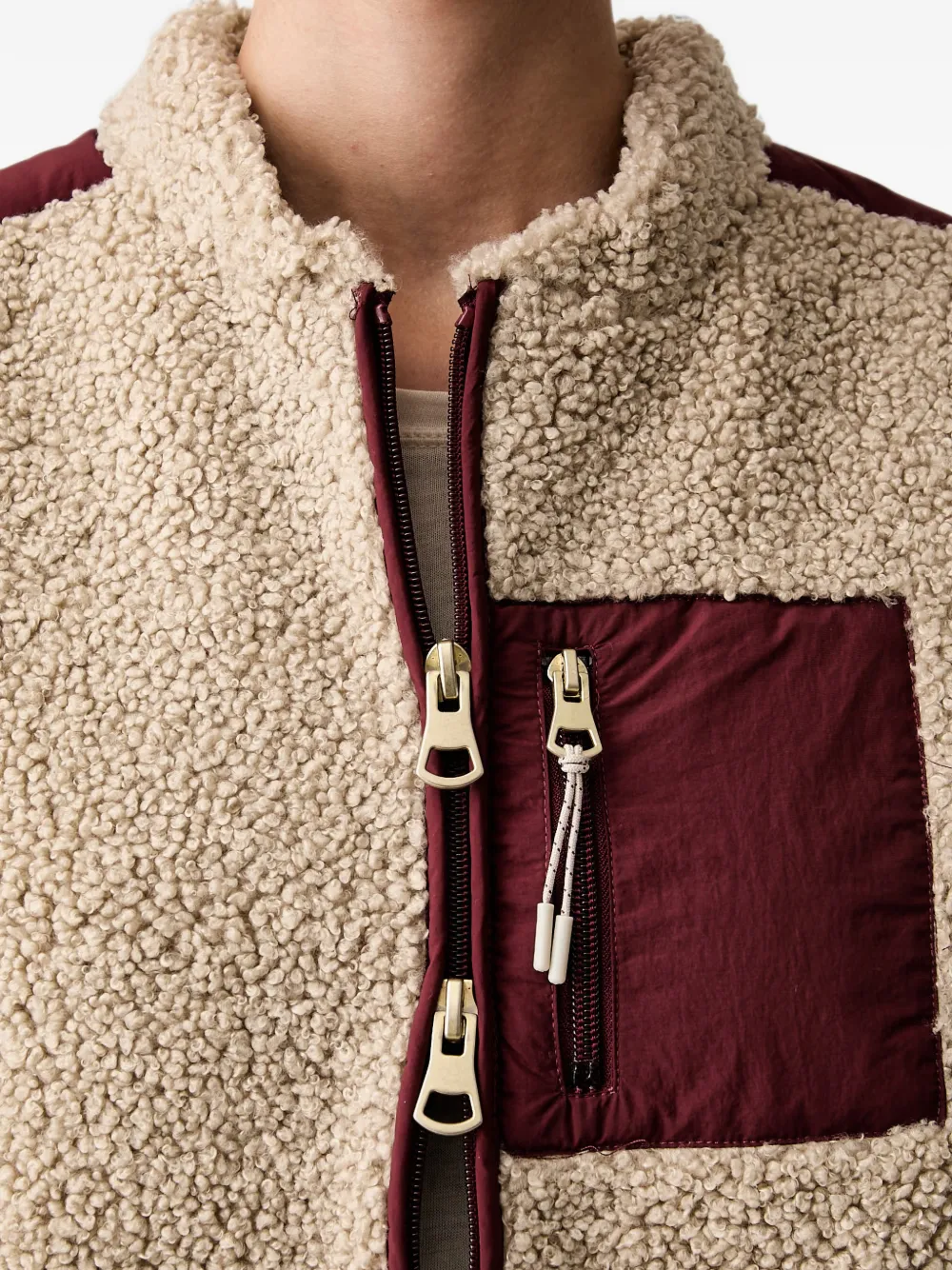 Mos Mosh MMRowe Eli bodywarmer met fleece textuur Beige