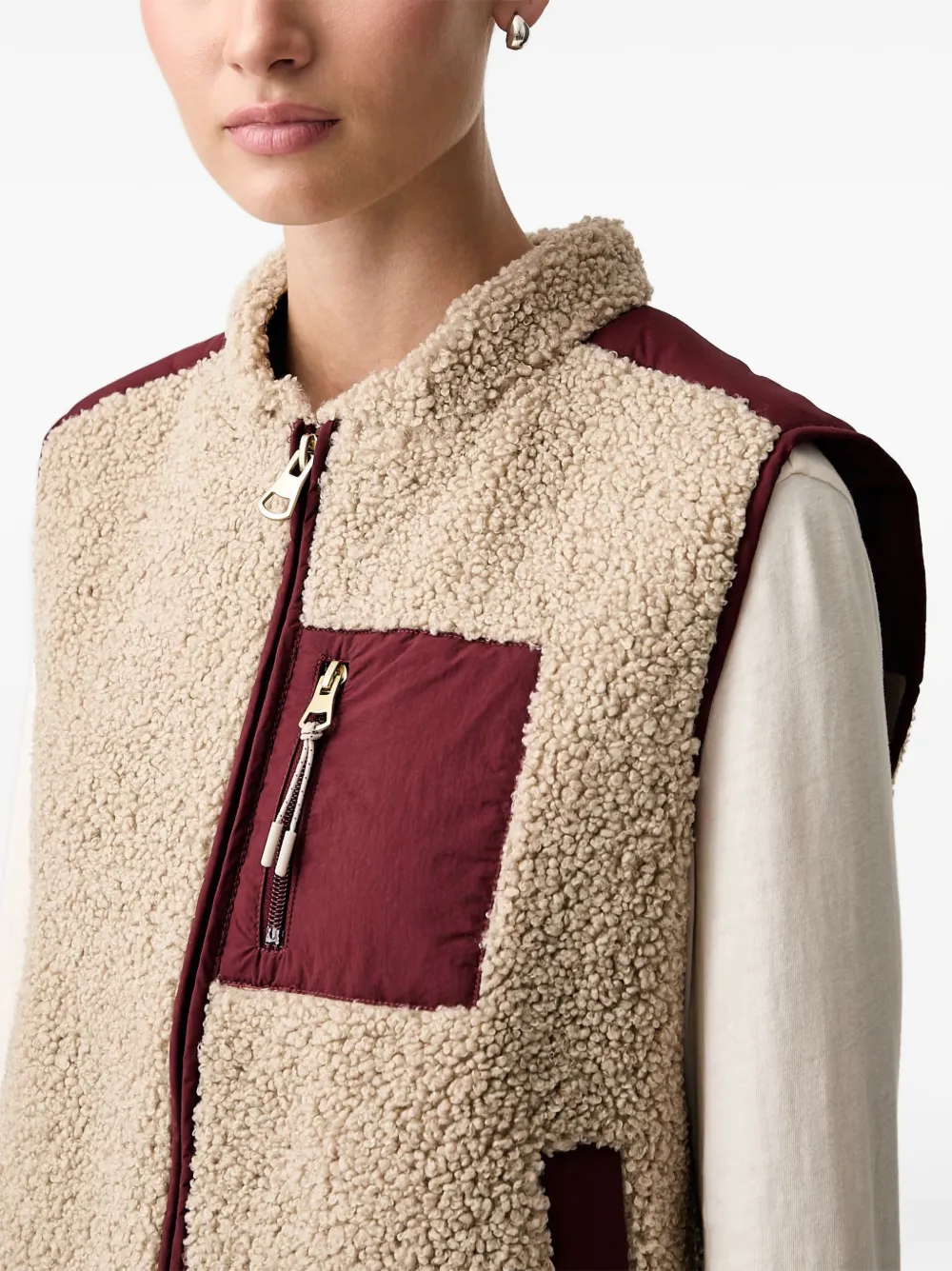 Mos Mosh MMRowe Eli bodywarmer met fleece textuur Beige