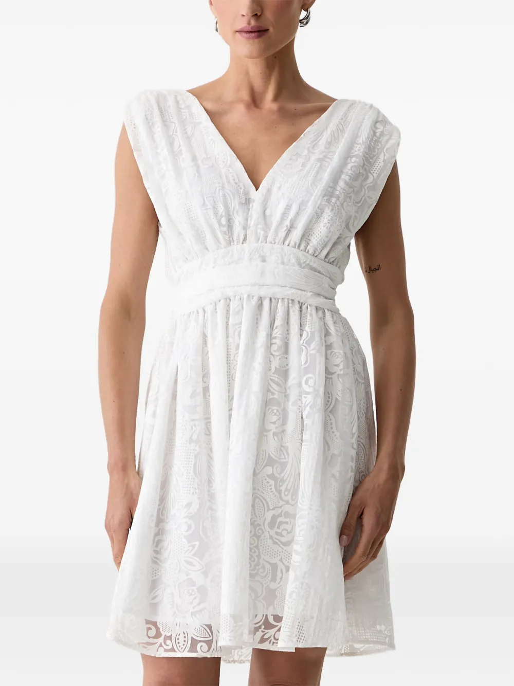 Morgan lace-overlay mini dress - Bianco