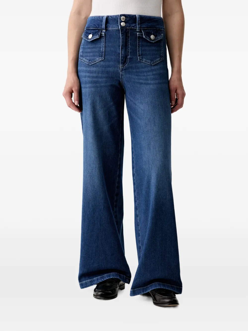 Mos Mosh Mmcolette Nagato Patch-pocket Wide-leg Jeans In Blue